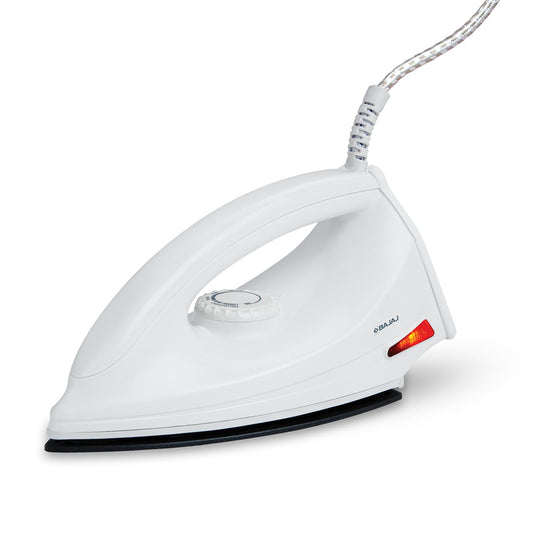 Bajaj DX-6 1000 Watts Dry Iron | Advance Soleplate And Anti-Bacterial German Coating Technology | Thermol Fuse Safety | Auto Shut-Off | Cool Touch Body | 2 Yr Warranty 【White】
