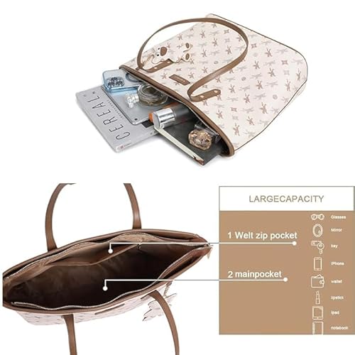 NOJTI Women’s Handbag Tote Bag Premium PU Leather Shoulder Bag with Top Handle & Detachable Strap – Stylish Large Capacity Purse for Office, Casual & Party Use (T520-Milk White)