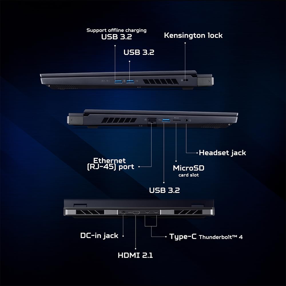 Acer Predator Helios 16 AI Gaming Laptop 14th Gen Intel Core i9 Processor (32 GB RAM/1 TB SSD/NVIDIA GeForce RTX 4080/240Hz/Wifi 7/Win11 Home) PH16-72 with 40.64 cm (16") WQXGA IPS Display, 2.65 KG