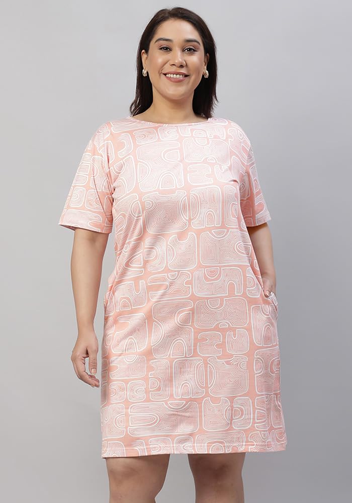 Wear Your Opinion Women's Plus Size Knee Length Western T-Shirt Dress (Design: Abstract Doodle, 2XL, White)