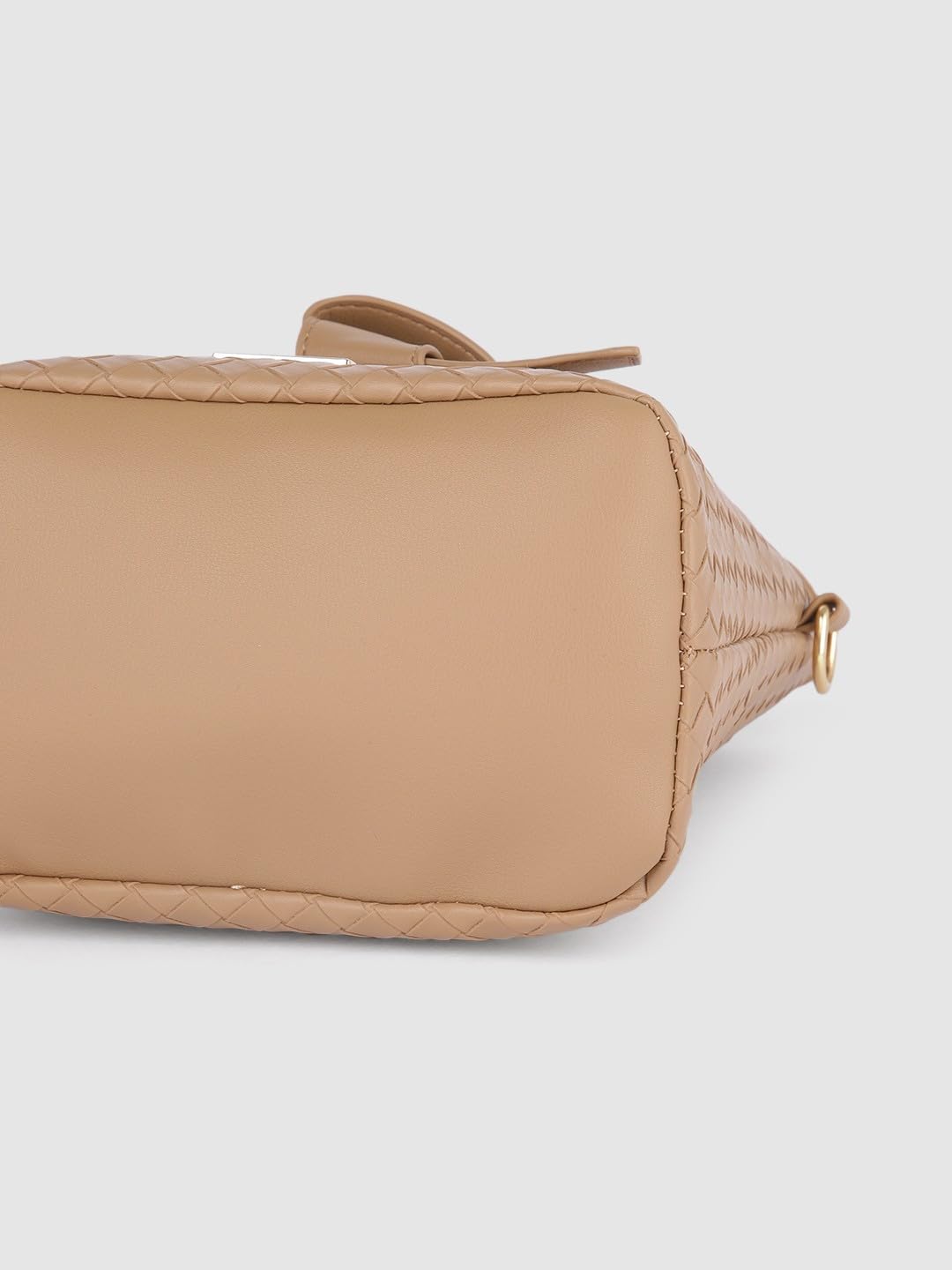 Fastrack Taupe Woven Design Bucket Bag for Women, Girls and Ladies | with Detachable Sling Strap | Handheld Bag for Women