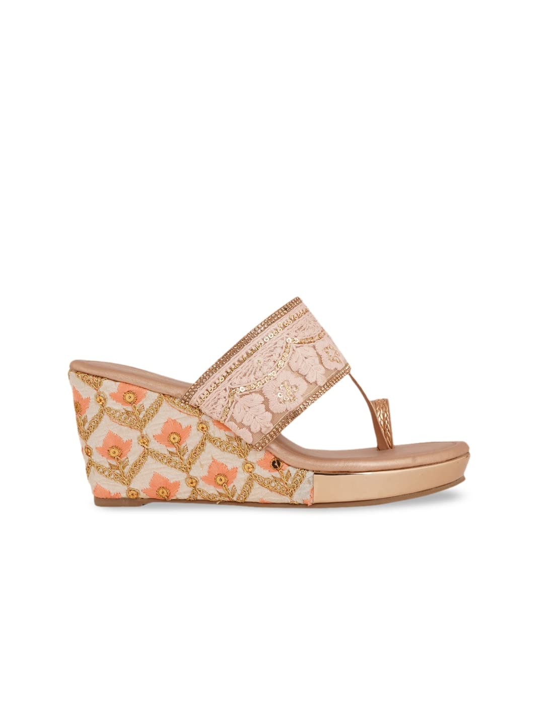 pelle albero Pink & Rose Gold Party Wedge Sandals PA-GF-42_SULTAN
