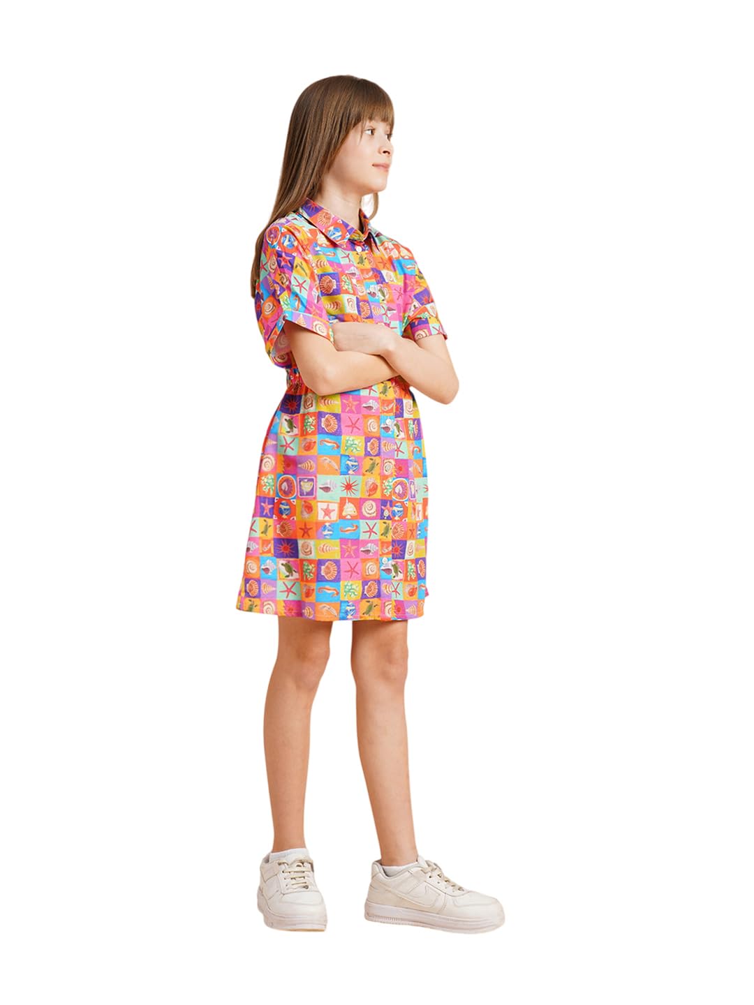 VERO MODA Girls Fit & Flare Multicolor Dress