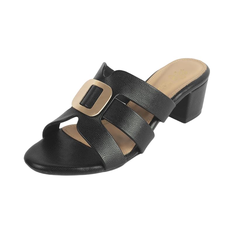 tresmode Tangle Women's Black Dress Block Heel Sandals in Size 4 UK / 37 EU