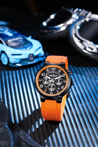 Daniel Hechter Paris Beaubourg Collection Multifunctional Watch for Men with Textured Round Dial and Silicon Strap-DHM1009 (Orange)