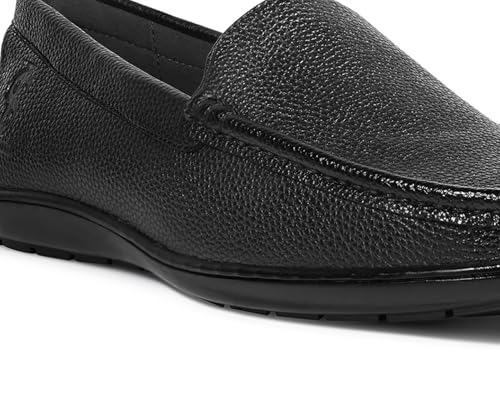 LOUIS STITCH Men's Raven Black Slip-On Loafers | Ultra Lightweight Slip-On Solid Formal Shoes for Men | Loafers with All-Day Comfort | LSFLPDMPUJB | UK-6
