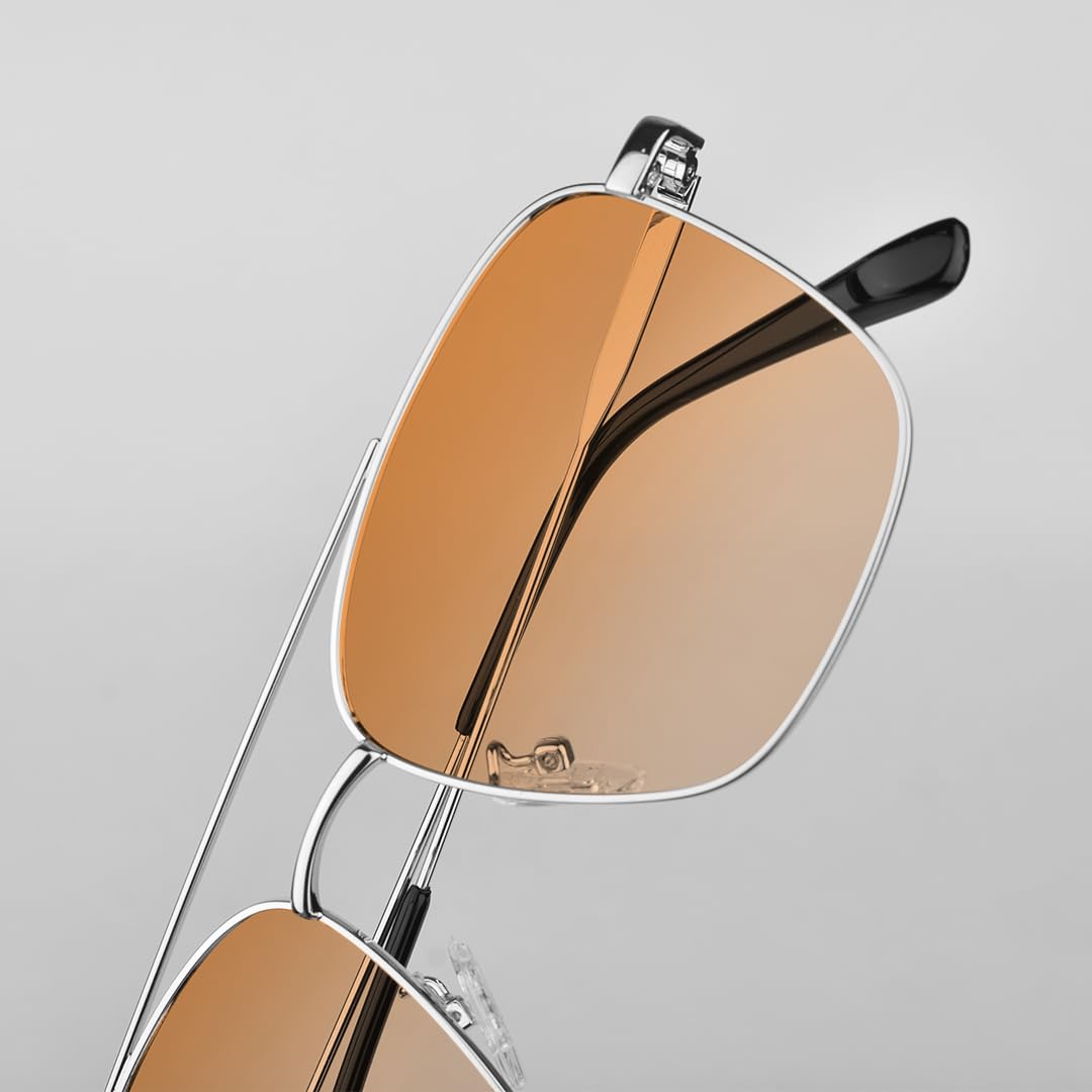 SAM AND MARSHALL VEIN Sunglass I 400% UV Protection I Metal Sunglass I Square Sunglass I Double Bar I Unisex