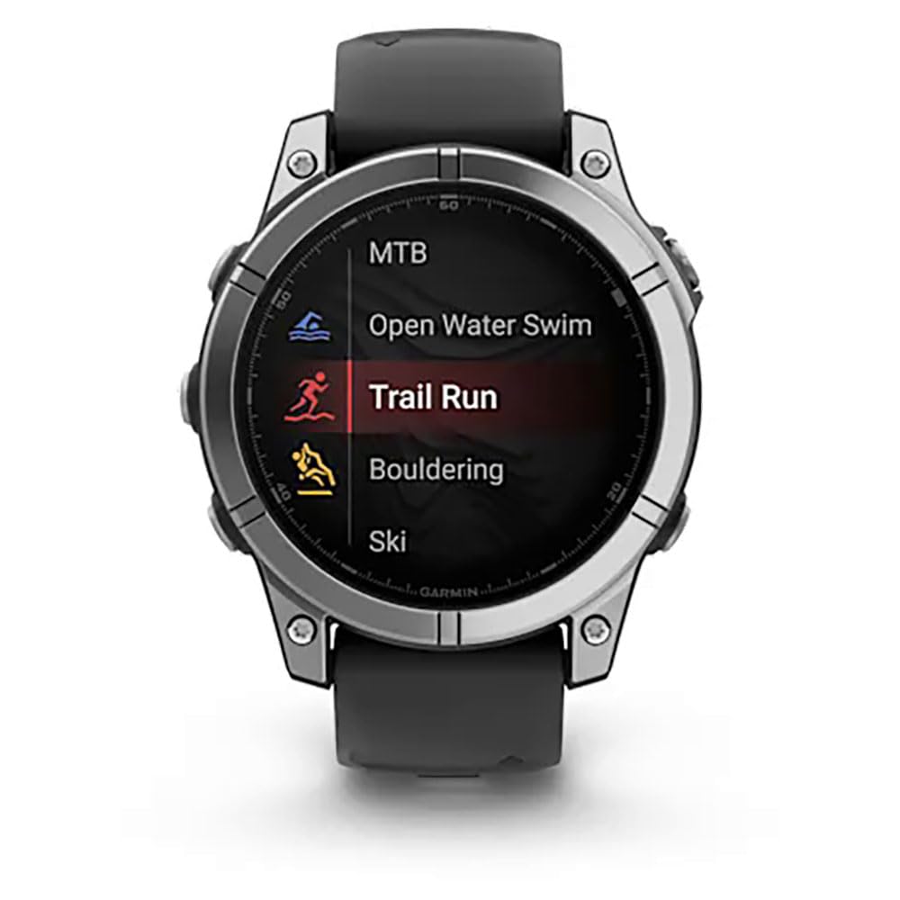 Garmin Fēnix® E – 47 mm, AMOLED Stainless Steel with Black Silicone Band