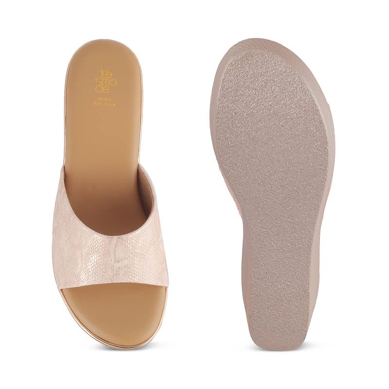 tresmode 239-SAMANTHA CHAMPAGN Women Dress Wedge Sandals EU/38 UK/5