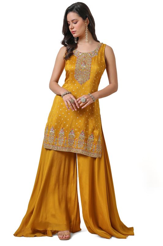 Soch Women's Brocade Salwar Suit (OWA4CD21032A_Mustard