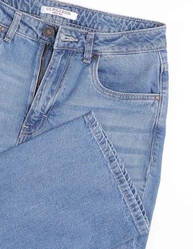 U.S. POLO ASSN. High Rise Straight Fit Jeans (UWAW25JEN381_Mid Blue_34)