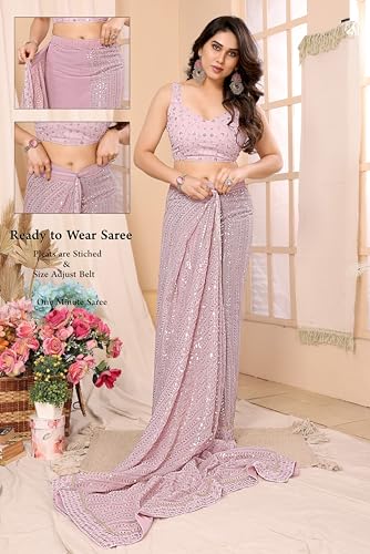 Ekasya Women Soft Georgette Printed Ready to Wear Saree (E5635_1) - Nice Design, Elegant, Comfortable Fit, Perfect for Casual & Semi-Formal Occasions, Stylish & Easy to Wear Saree E2053_1