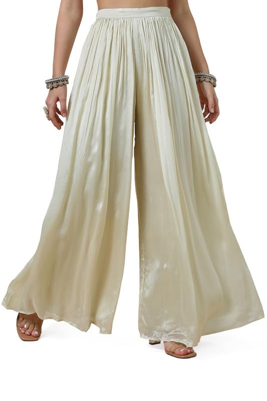 Soch Womens Beige Tissue Embroidered Alia Cut Suit Set with Sequins