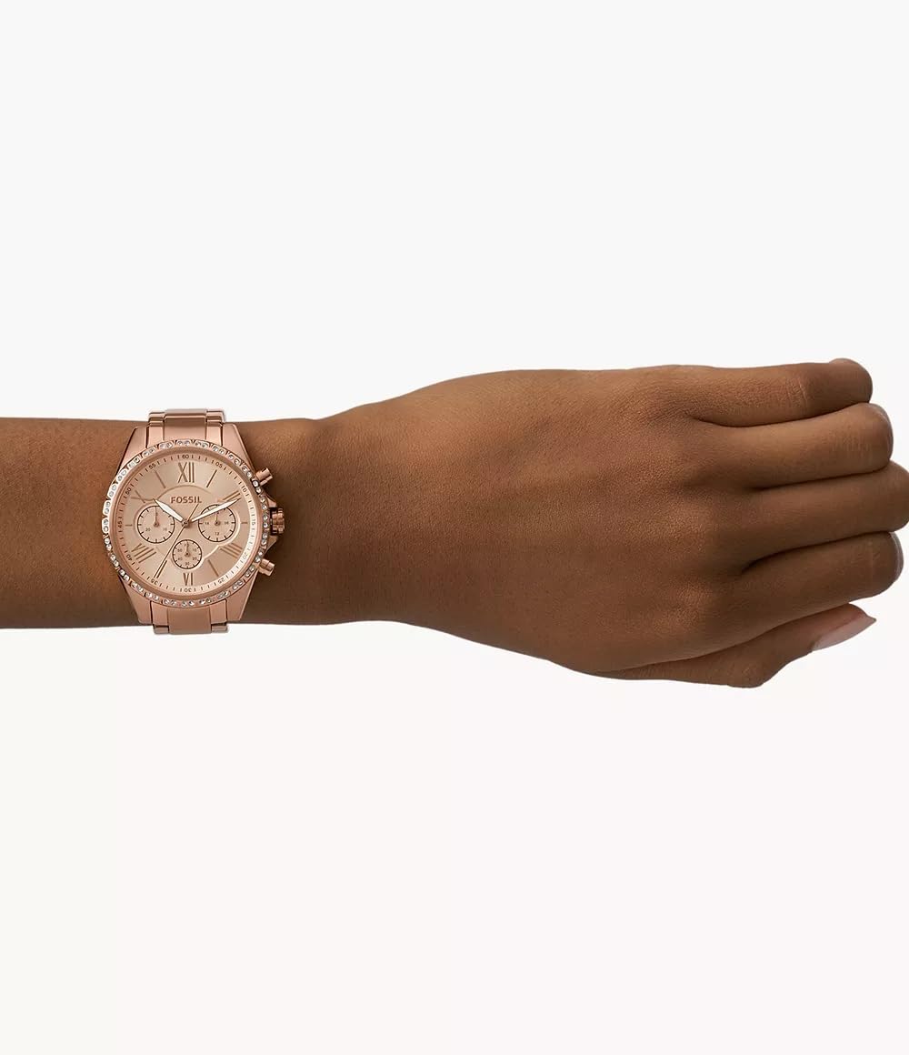 Fossil Modern Courier Stainless Steel Analog Women's Watch BQ3377 (Rose Gold Dial Rose Gold Colored Strap)