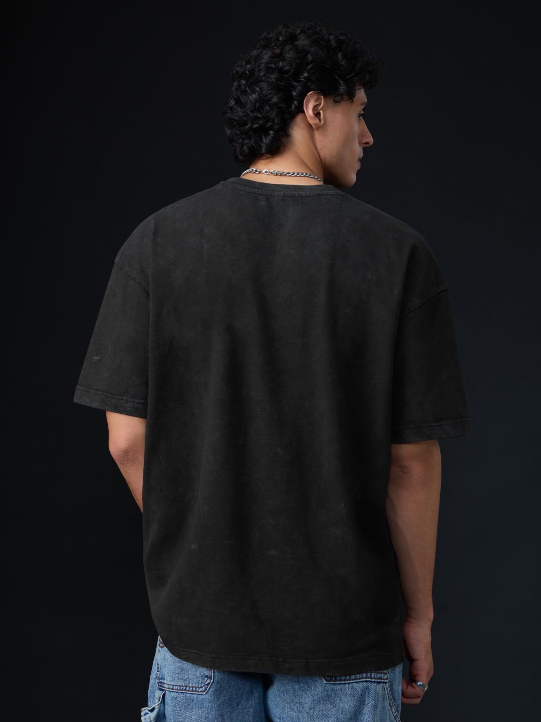 The Souled Store Marvel: Fantastic Four Men and Boys Short Sleeves Round Neck Black Graphic Printed Cotton Lightweight Breathable All-Season Oversized T-Shirt