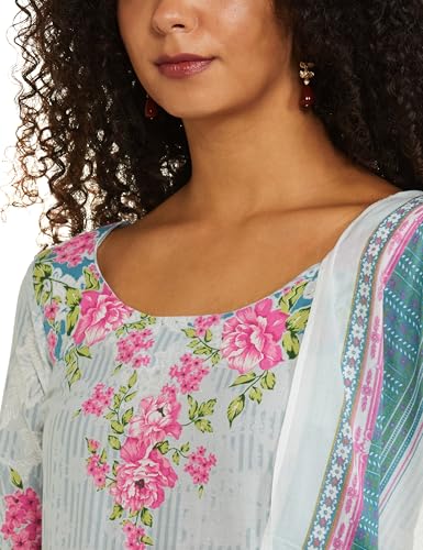BIBA Women's Cotton Kurta Suit Set (SKDASRTD8519ESS23PWRBLU_Turquoise