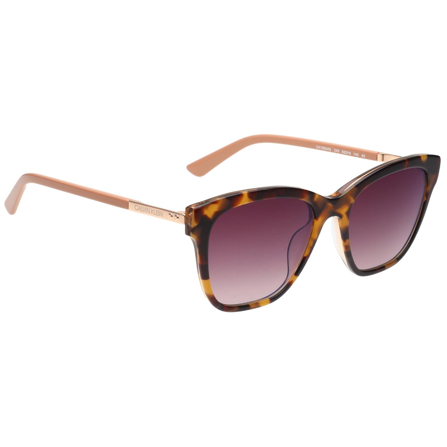 Calvin Klein|Brown Full Frame Square Sunglasses|100% UV Protected (Uv 400) Brown Gradient Faded Lens|Women's|Medium|CK 19524 249 55 S