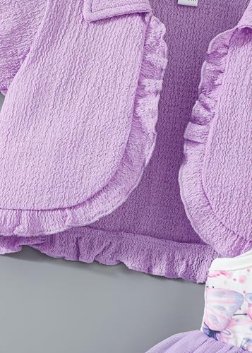 Hopscotch Baby Girls Butterfly Bow Applique Dress with Shrug in Purple Color for Ages (9-12 Months)