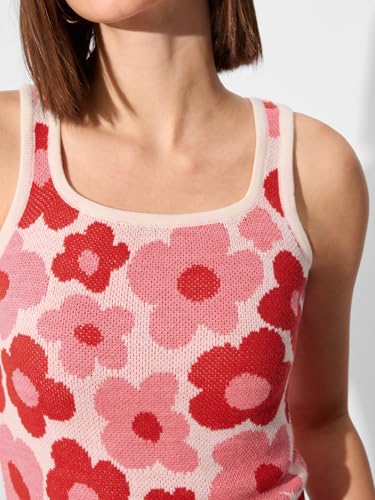The Souled Store Jacquard Knit Dress: Bloom Women and Girls Sleeveless Acrylic Knit Dress