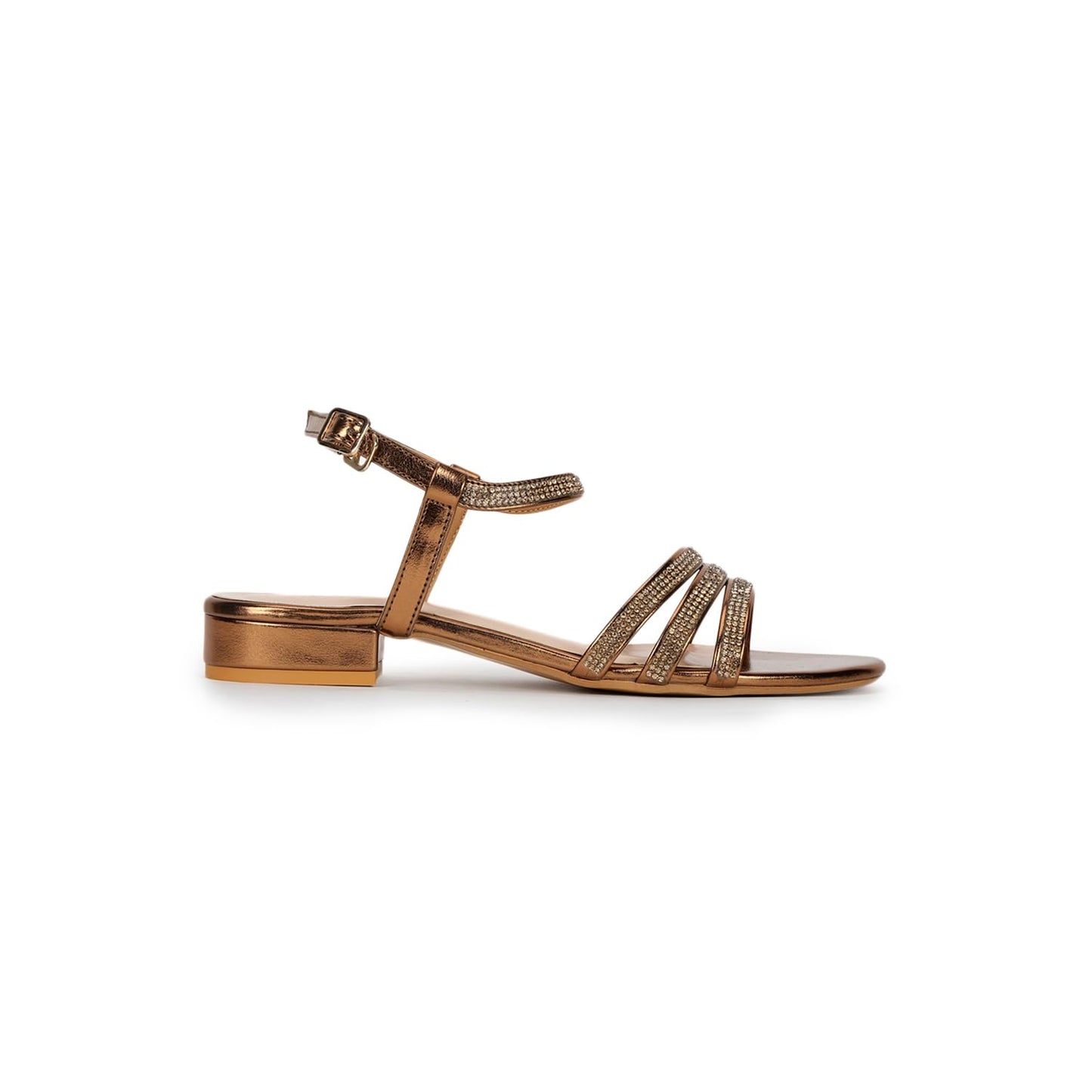 Marc Loire Embellished Flat Fashion Sandals for Women (Copper, UK Footwear Size System, Adult, Women, Numeric, Medium, 5)