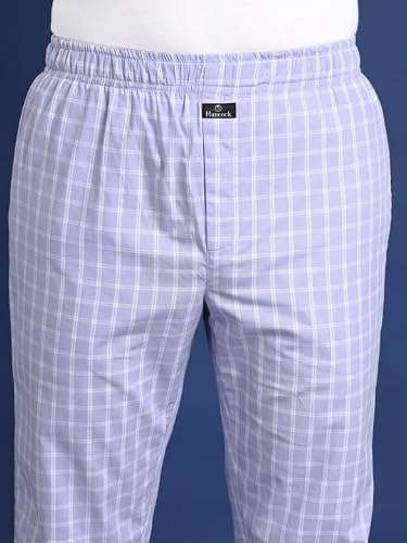 Hancock Men Cotton Checked Night Suit Lavender Size S