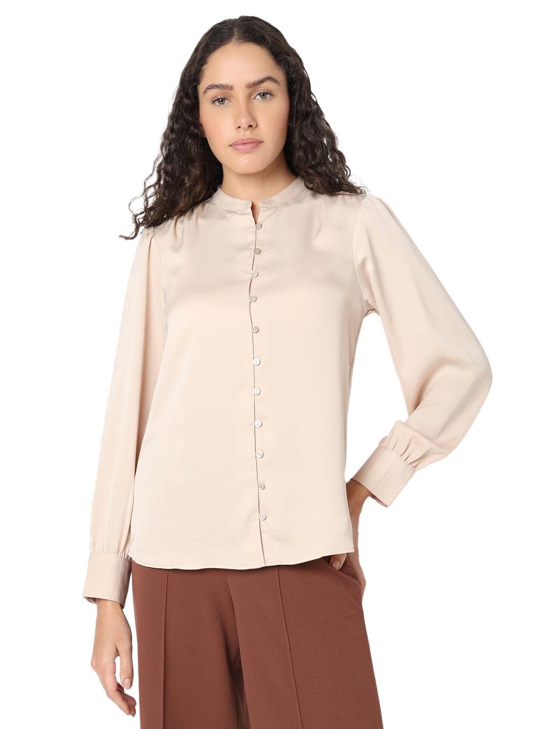 VERO MODA Women Regular Fit Beige Top