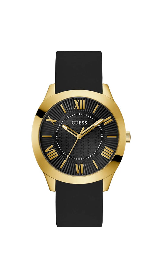 GUESS Analog Black Dial Men's Silicone Black Band Watch-Gw0728G2