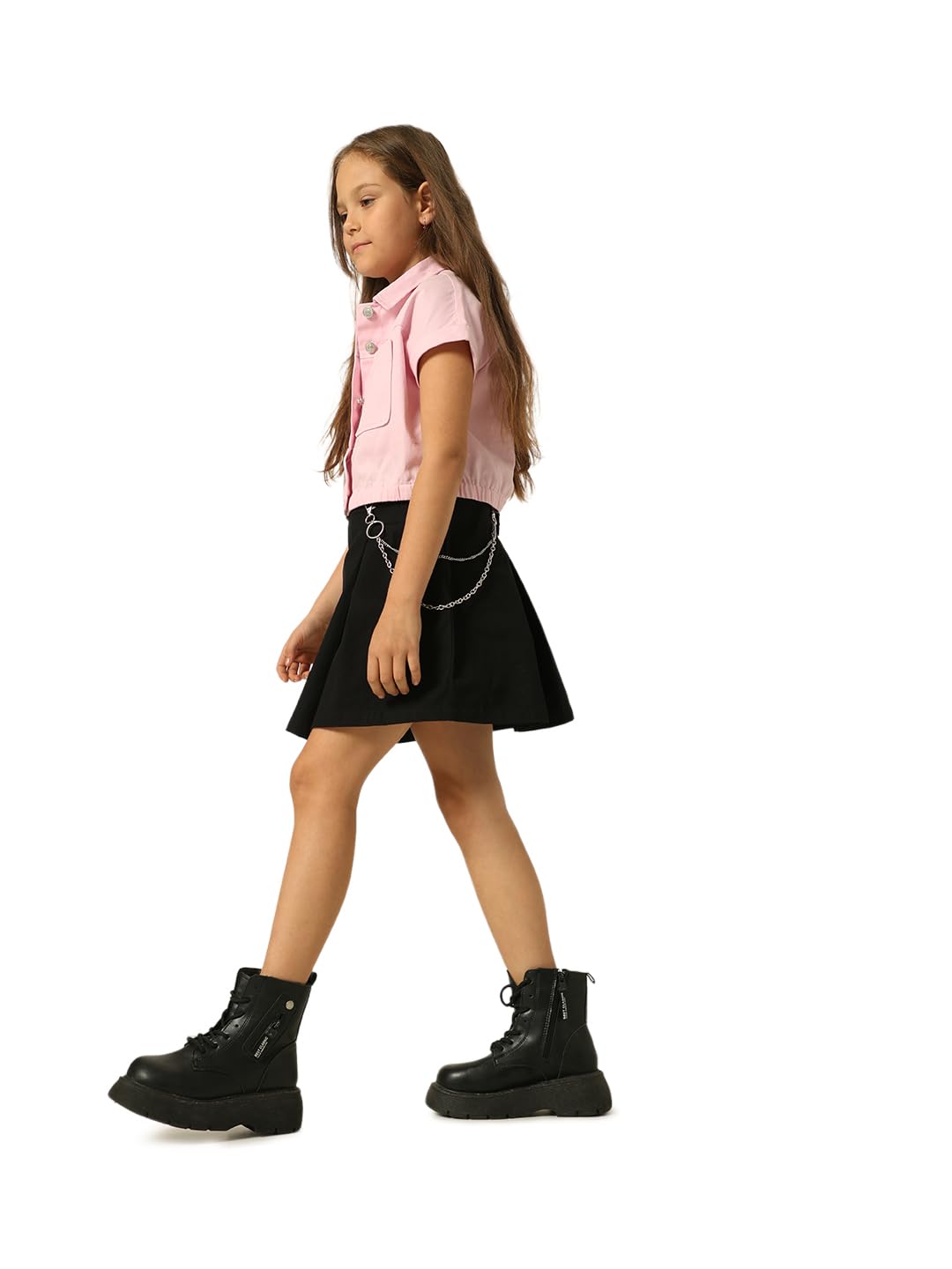 VERO MODA Girls Cotton Black A-Line Skirt