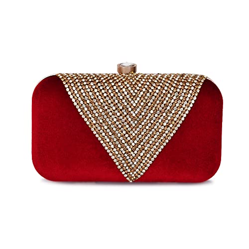 For The Beautiful You Red Embroidered Women's Clutch (410)
