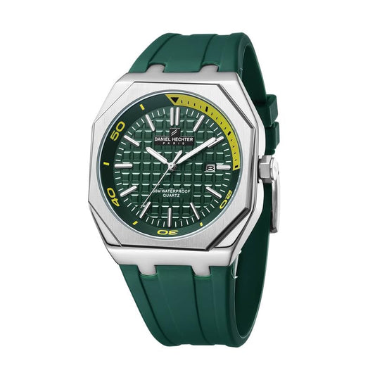Daniel Hechter Paris Monceau Collection Analoge Watch for Men with Textured Octagone Dial and Silicon Strap-DHM1008