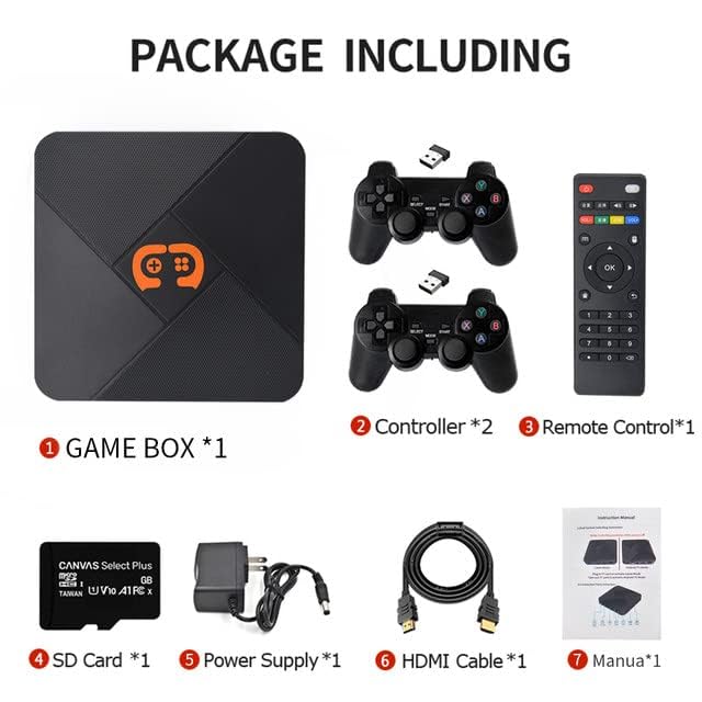 GSH Video Game Box G5 WiFi 4K HD Super Console X 20+ Emulator 60000+ Games Retro TV Box Video Game Player for CPS, GB, GBA, GBC, MD, SFC, FC, N64, PS1, PSP and Wireless Gamepad Controller. (128 gb)