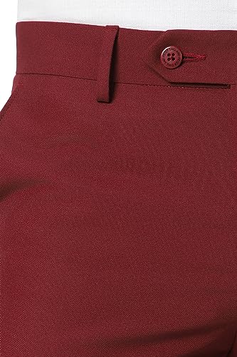 Peter England Men Maroon Solid Slim Fit Formal Trousers