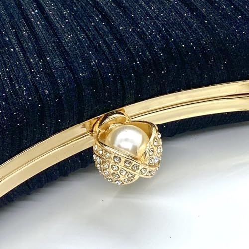 Mastyle® Pleated Clutch Handbag For Women With Double Chain Strap And Bulb Design Lock