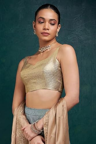 Soch Women Gold Tussar Zari Woven Blouse