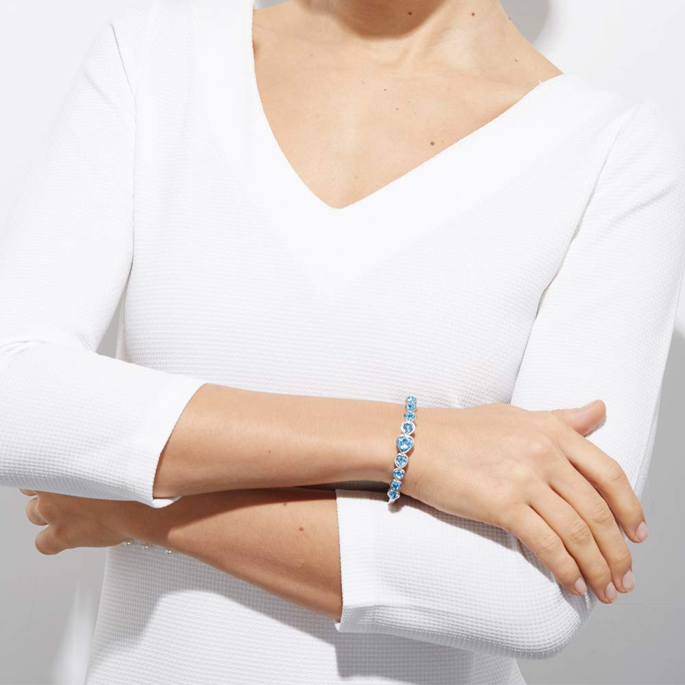 Yellow Chimes Valentine Gift for Girls Bracelet for Women A5 High Grade Blue Crystal Bracelets for Women | Valentine Special Heart Bracelet for Girls | Birthday Anniversary Gift For Girlfriend Wife