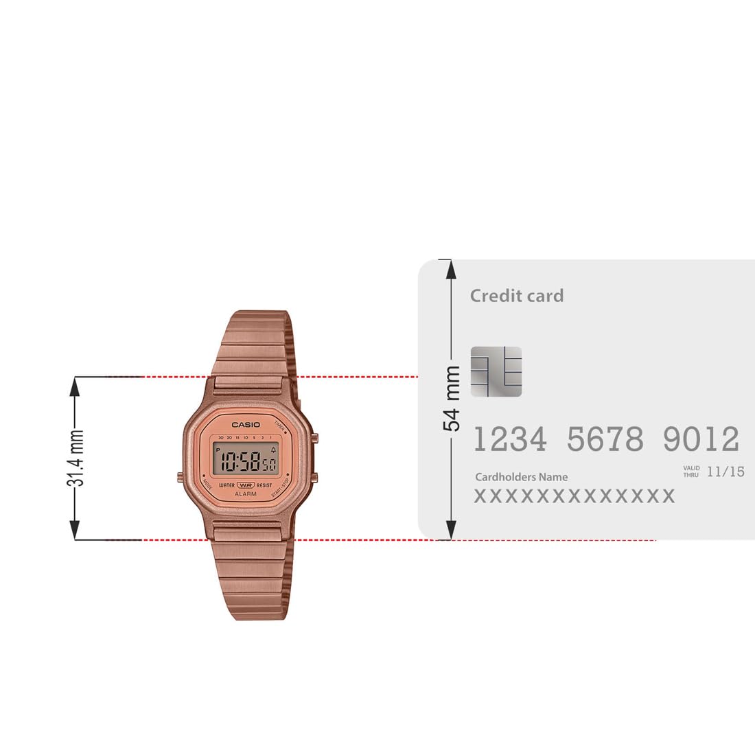 Casio Vintage LA-11WR-5ADF Rose Gold Digital Dial Rose Gold Stainless Steel Band D217