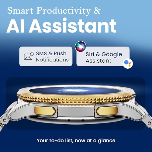 GOBOULT Pyro Smartwatch 1.43'' AMOLED Screen, BT Calling 5.3, 600 Nits Brightness, IP68, 150+ Watchfaces, 120+ Sports Modes, AI Voice Assistant, SpO2 Monitoring (Gold Silver)