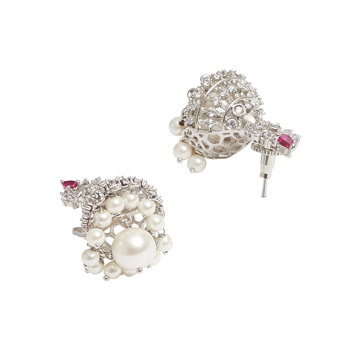 VOYLLA Cz Elegance Silver Plated Brass Necklace Set For Women|Womens Jewellery Set|Gift For Women|Womens Gift|Gift For Her|