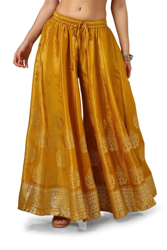 Soch Womens Mustard Tissue Suit Set With Sequins