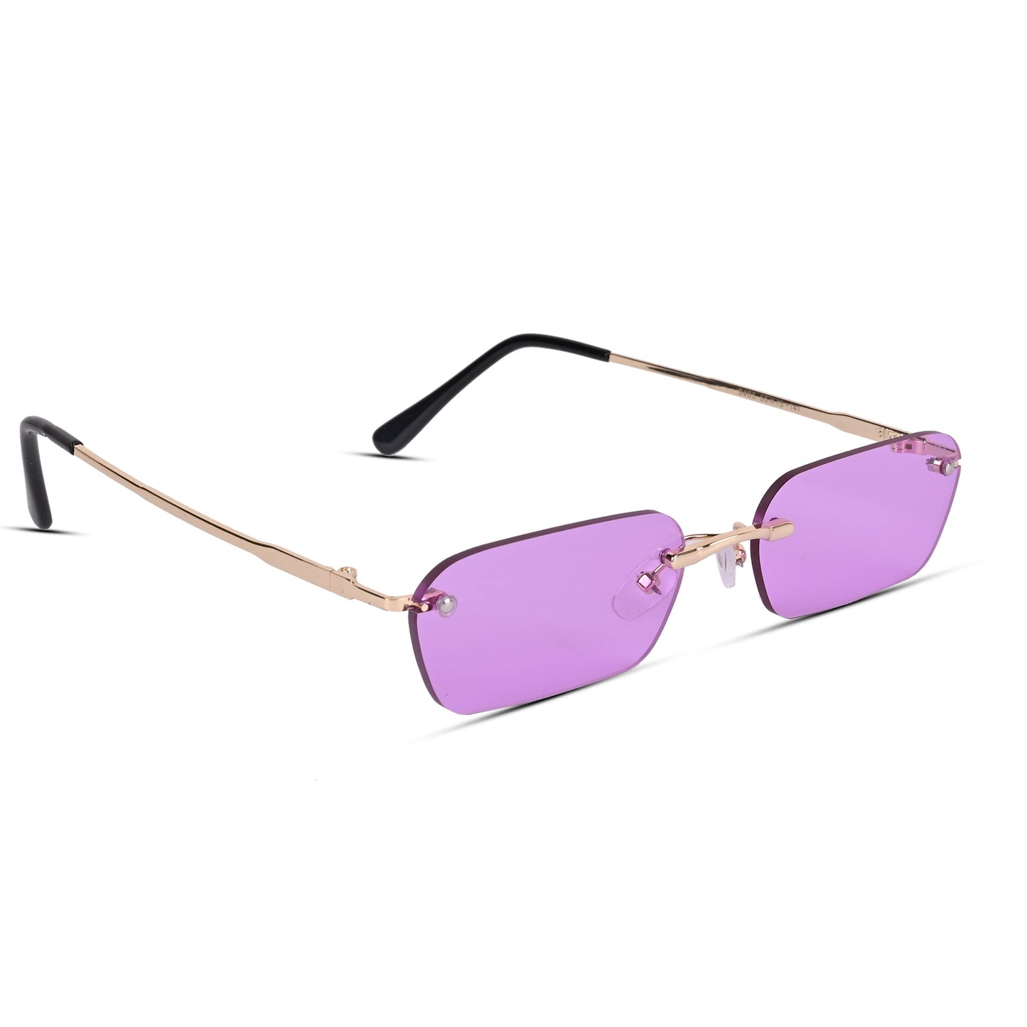 Voyage UV Protected Violet Rectangular Sunglasses for Men & Women (3405MG3787 | Golden Frame | Violet Lens)
