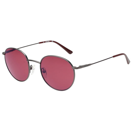 Calvin Klein|Grey Full Frame Round Sunglasses|100% UV Protected (Uv 400) Red Lens|Men's & Women's|Small|Ck 18104 009 49 S