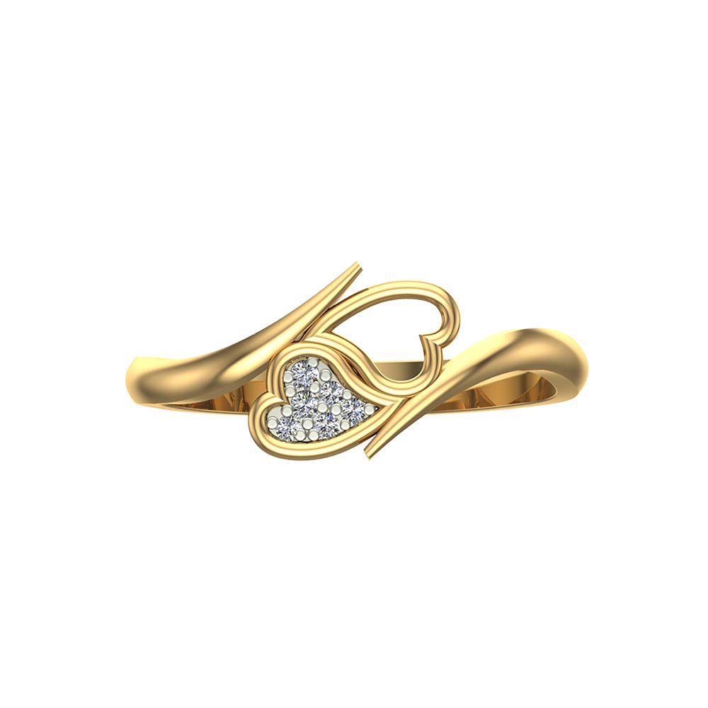 DISHIS 14k Yellow Gold Diamond Ring for Women-Size 07
