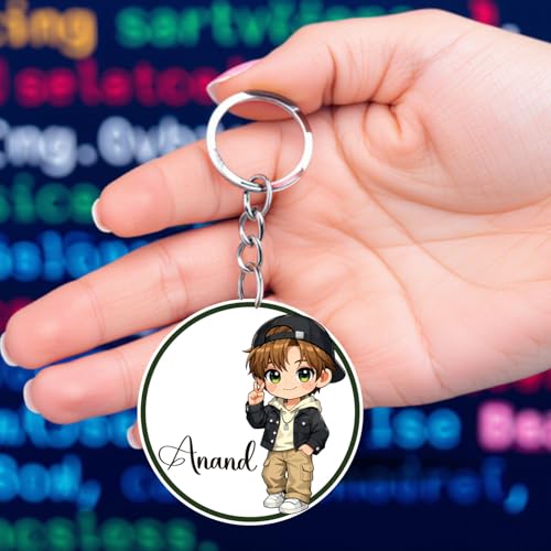 GIFTMEBAZAR Personalized Boy Cartoon Keychain | Cute Anime Keyring Unique Gift for Kids, Boys & Teens – School Bags & Home Keys | Birthday Return Gift For Boys