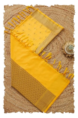 Soch Womens Mustard Silk Blend Woven Design Dupatta With Zari Woven