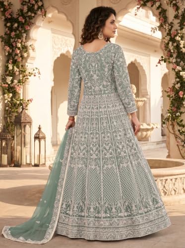 RUDRAPRAYAG Net And Santoon Anarkali Gown for Women | Semi Stitched Embroidered Gown for Women 2026 | Long Gown | Gown in Clothing & Accessories