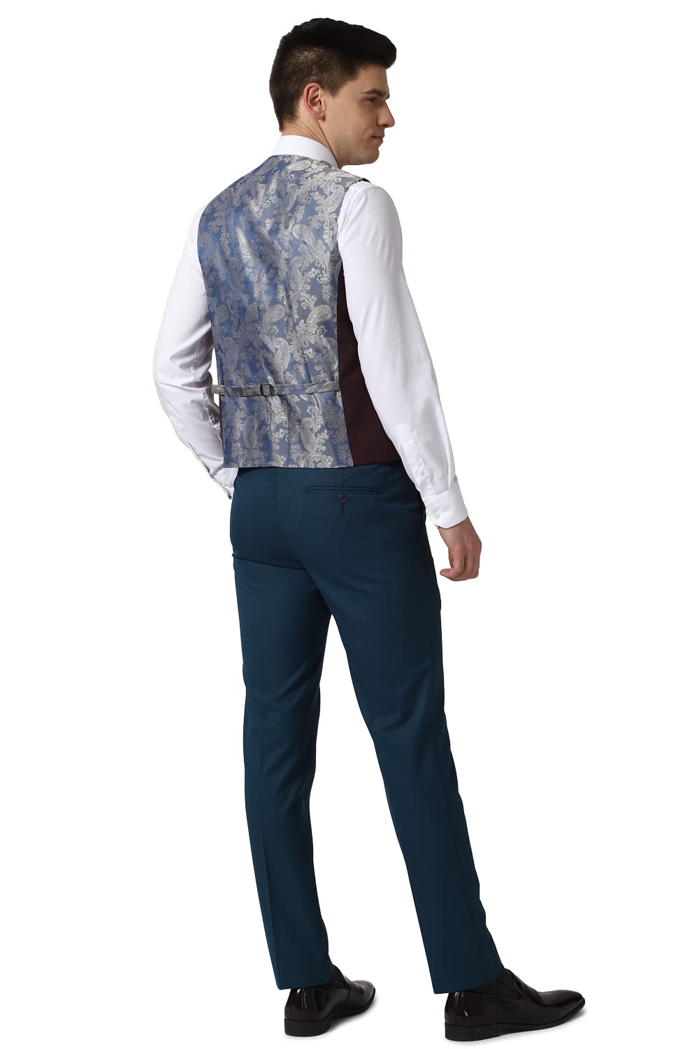 Peter England Men's Polyester Blend Navy Three Piece Suit Business Vest (PIS3ONSFH02420 40)