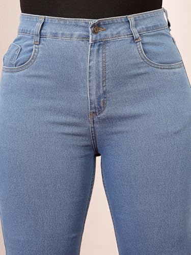 Miss Chase A+ Women's Bootcut High Rise Regular Stretchable Denim Jeans (APSS23DEN12-53-362-40, Ice Blue, 40)