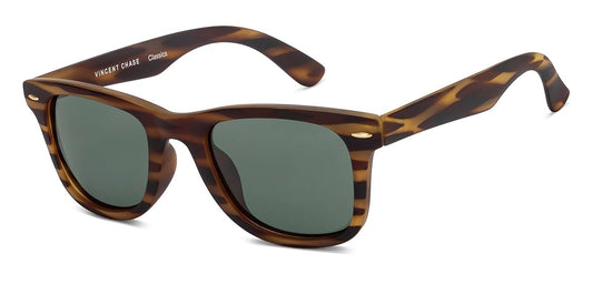 VINCENT CHASE EYEWEAR By Lenskart | Tortoise Grey Full Rim Square | Classics | Branded Latest And Stylish Sunglasses | Polarized And 100% Uv Protected | Men & Women | Large | Vc S16746, Brown