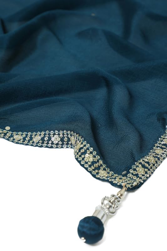 Soch Womens Blue Zari Embroidered Chinon Gown with Stones Work