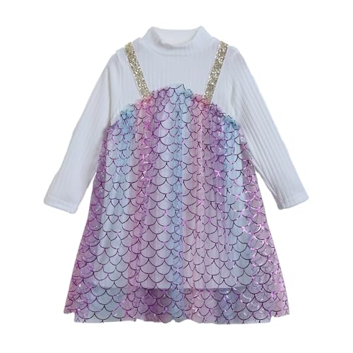 Hopscotch Girls Mermaid Dreams Mock Layered Dress in Multi Color for Age (2-3 Years)